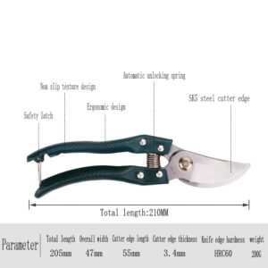 Tree Trimmers, Garden Scissors, Manual Trimmers, Branch, Hedge, Shrub and Bush Trimmers, Razor Sharp Bypass Cutters, Flowers, Household Plants, Bonsai or Garden Repair Gardening Tools