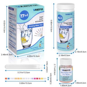 17 in 1 Drinking Water Test Strips, 100 PCS Hot Tub Test Strips, Test Total Chlorine, Bromine, Free Chlorine, PH, Iron, Fluoride, Copper, Mercury, and More