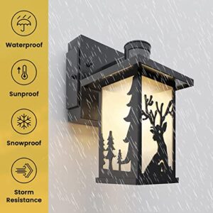 Seaofstars Porch Lights with Outlet, Dusk to Dawn Motion Sensor Outdoor Lights, Anti-Rust 3 Lighting Modes Exterior Light Fixture, Outside Lights for House Front Door Patio Garage