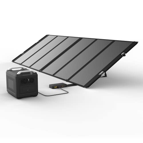 Portable Solar Panel, 150W Foldable Solar Panel with Adjustable Kickstands for Camping, car Travel, Hiking, Adventure, RV, Support All Brand Generator, 5 in 1 Charger Cable MC4 Anderson DC Type-c USB