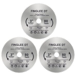 finglee dt 3pcs 3inch 76mm hss circular saw blade, 80teeth high speed steel cutting disc with 10mm arbor, for rotary tools wood plastic cutting (3 inch hss circular saw blade(3pcs))