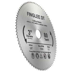 FINGLEE DT 3Pcs 3inch 76mm HSS Circular Saw Blade, 80Teeth High Speed Steel Cutting Disc with 10mm Arbor, for Rotary Tools Wood Plastic Cutting (3 Inch HSS Circular Saw Blade(3Pcs))