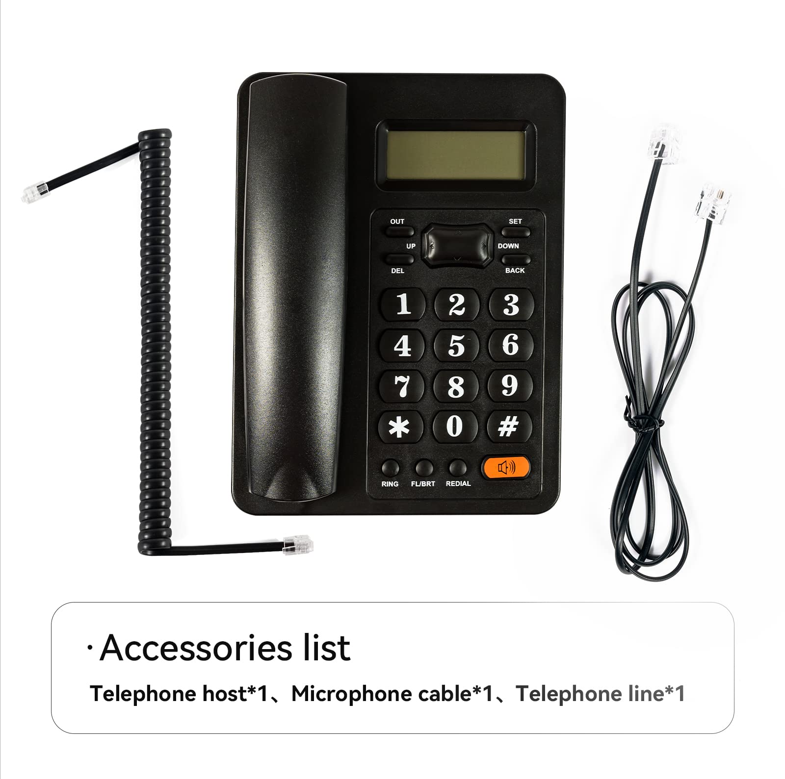 Upgraded Telephone Corded Phone Dual Interface Wired Telephone Big Button Landline Phones with Caller ID Suitable for Office,Front Desk,Home,Hotel,Seniors,House Corded Landline Desktop (Black 1)