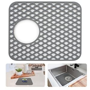 xiacibdus silicone sink protector, kitchen sink mats grid accessory, non-slip reusable folding safe kitchen details grid for bottom of kitchen sink (grey,13.58 ''x 11.6 '')