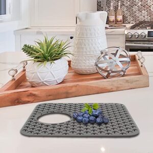 XIACIBDUS Silicone Sink Protector, Kitchen Sink Mats Grid Accessory, Non-slip Reusable Folding Safe Kitchen Details Grid for Bottom of Kitchen Sink (Grey,13.58 ''x 11.6 '')