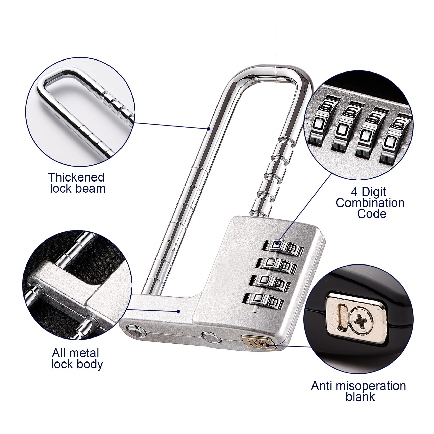 ZGSJ Cabinet Lock,Combination Padlock,Stainless Steel Gym Locker Lock Code Long Adjustable Shackle Lock for Outdoor, School, Gym, Sports lockers, Fences,