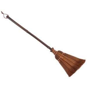 angoily palm broom small natural whisk broom with wood handle retro vietnamese sweeping broom for courtyard garage lobby mall market sidewalks decks