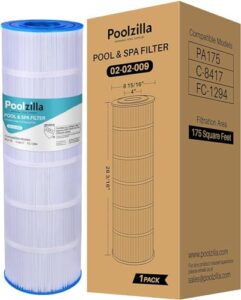 poolzilla 1 pack pool filter replacement cartridge for plf175a, filbur fc-1294, hayward c1750, cx1750re, pa175, unicel c-8417, waterway pccf-175, 25230-0175s, 817-0175p, sta rite pxc 175