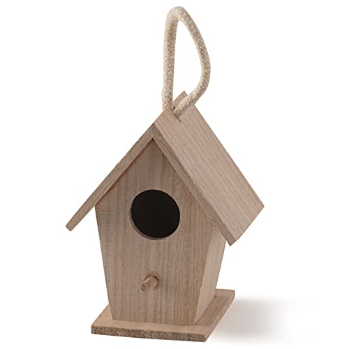 4.3" Traditional Birdhouse by Make Market - Unfinished Hanging Birdhouse Made of 100% Wood, Outdoor Nesting Boxes - Bulk 12 Pack