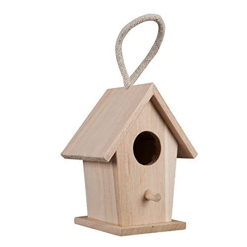 4.3" Traditional Birdhouse by Make Market - Unfinished Hanging Birdhouse Made of 100% Wood, Outdoor Nesting Boxes - Bulk 12 Pack