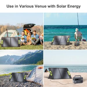 CTECHi 60W Foldable Solar Panel, Portable Solar Charger Kit, IP67 Waterproof for Portable Power Station Generator, Off-Grid Power, Outdoor Camping Van RV Trip and Emergency