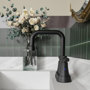 Matte Black Bathroom Faucet 3 Hole ARRISEA 4 Inch Centerset Faucet for Bathroom Sink, Black Bathroom Sink Faucet 3 Hole with Pop Up Drain, BF068-1-MB