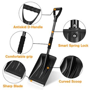 Folding Snow Shovel, Detachable Portable Compact Emergency Snow Shovel for Car, 3-Piece Collapsible Design Perfect for Garden, Car Driveway, Truck, SUV, Camping and Outdoor Activities