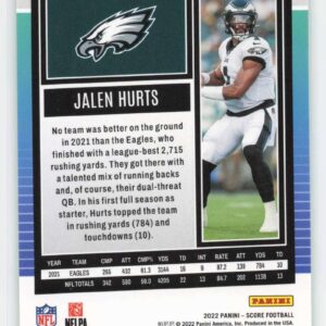 2022 Score #244 Jalen Hurts NM-MT Philadelphia Eagles Football