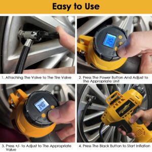 Mellif Cordless Tire Inflator and Glue Gun for Dewalt 20V MAX Battery (Battery Not Included)