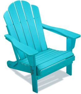 aoorun fan shaped 5-piece backrest, 420lbs, widened seat, all weather resistant, foldable hdpe recyclable plastic adirondack chair-blue