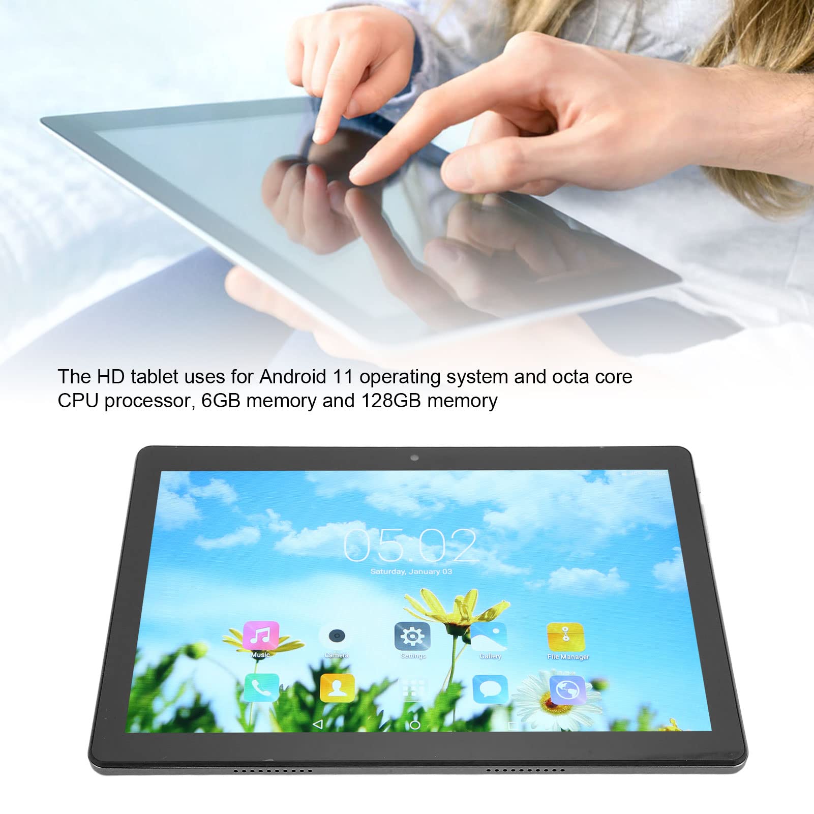 Tablet, 10.1 Inch 10.1 Inch Tablet 100240V for Travel for Home (Black)