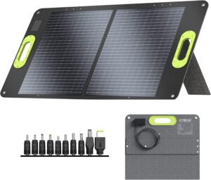 solar panel 100w, foldable solar charger kit, ip67 waterproof for portable power station, off-grid power, outdoor adventures and emergency