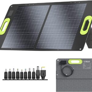 Solar Panel 100W, Foldable Solar Charger Kit, IP67 Waterproof for Portable Power Station, Off-Grid Power, Outdoor Adventures and Emergency
