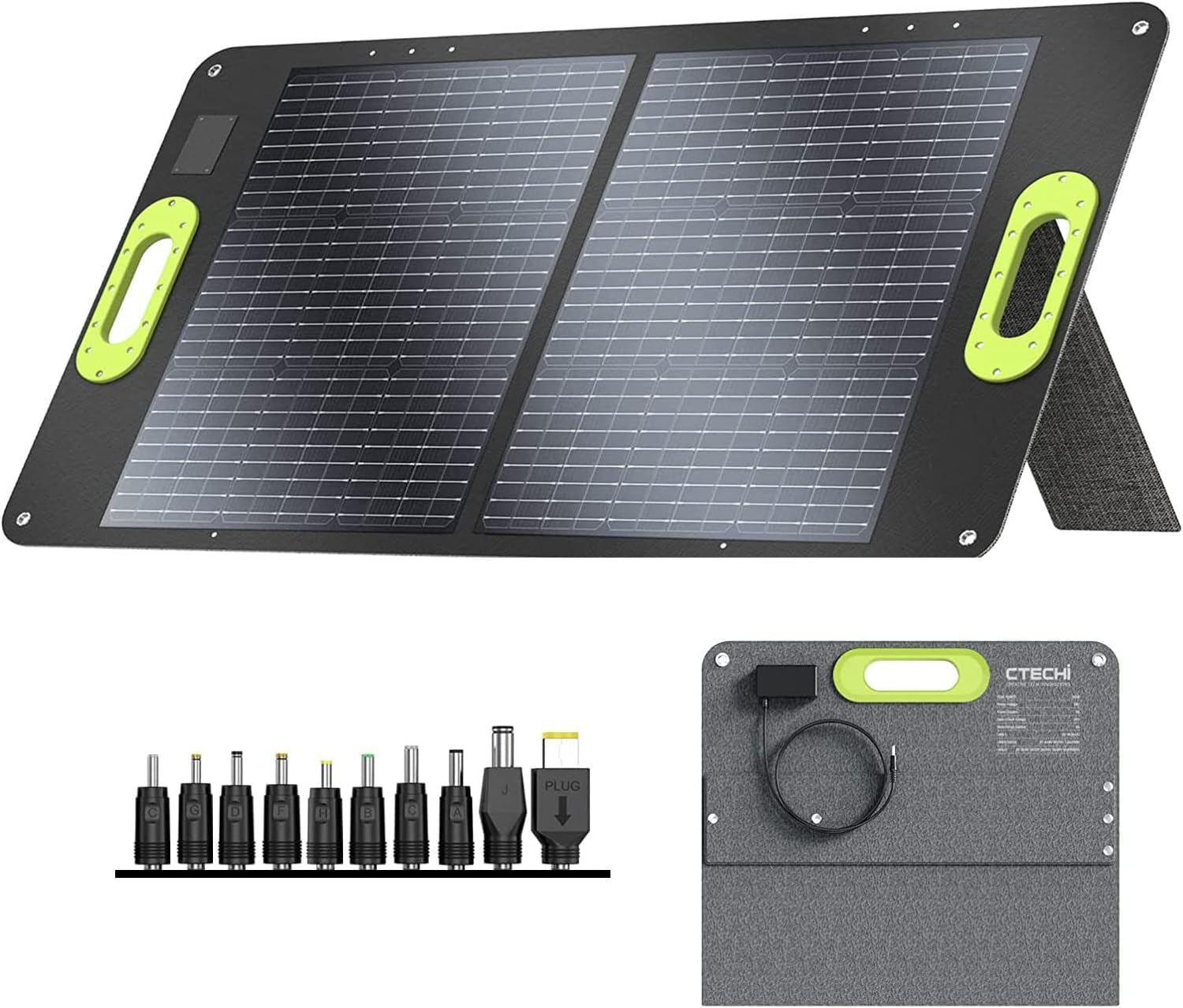 Solar Panel 100W, Foldable Solar Charger Kit, IP67 Waterproof for Portable Power Station, Off-Grid Power, Outdoor Adventures and Emergency