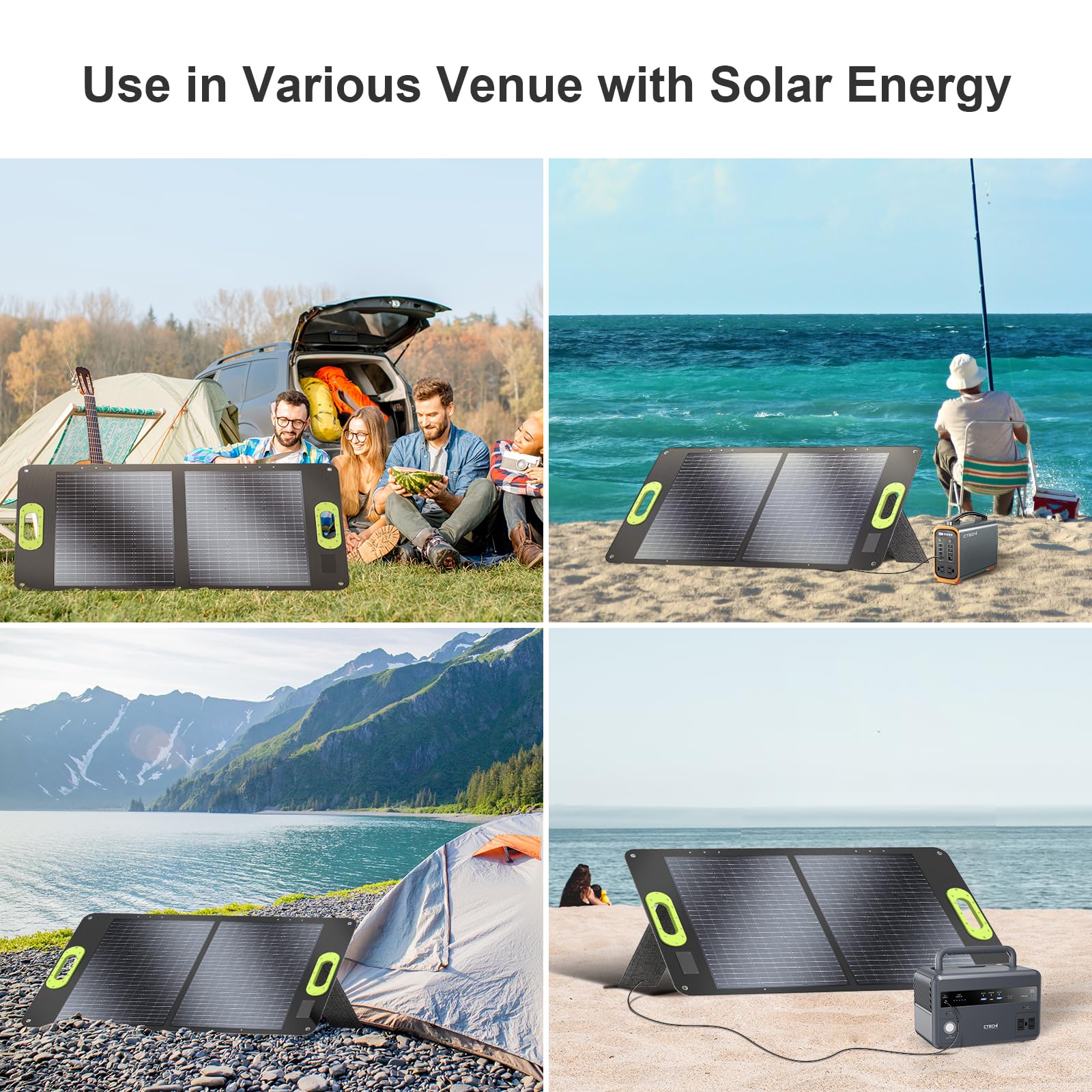 Solar Panel 100W, Foldable Solar Charger Kit, IP67 Waterproof for Portable Power Station, Off-Grid Power, Outdoor Adventures and Emergency