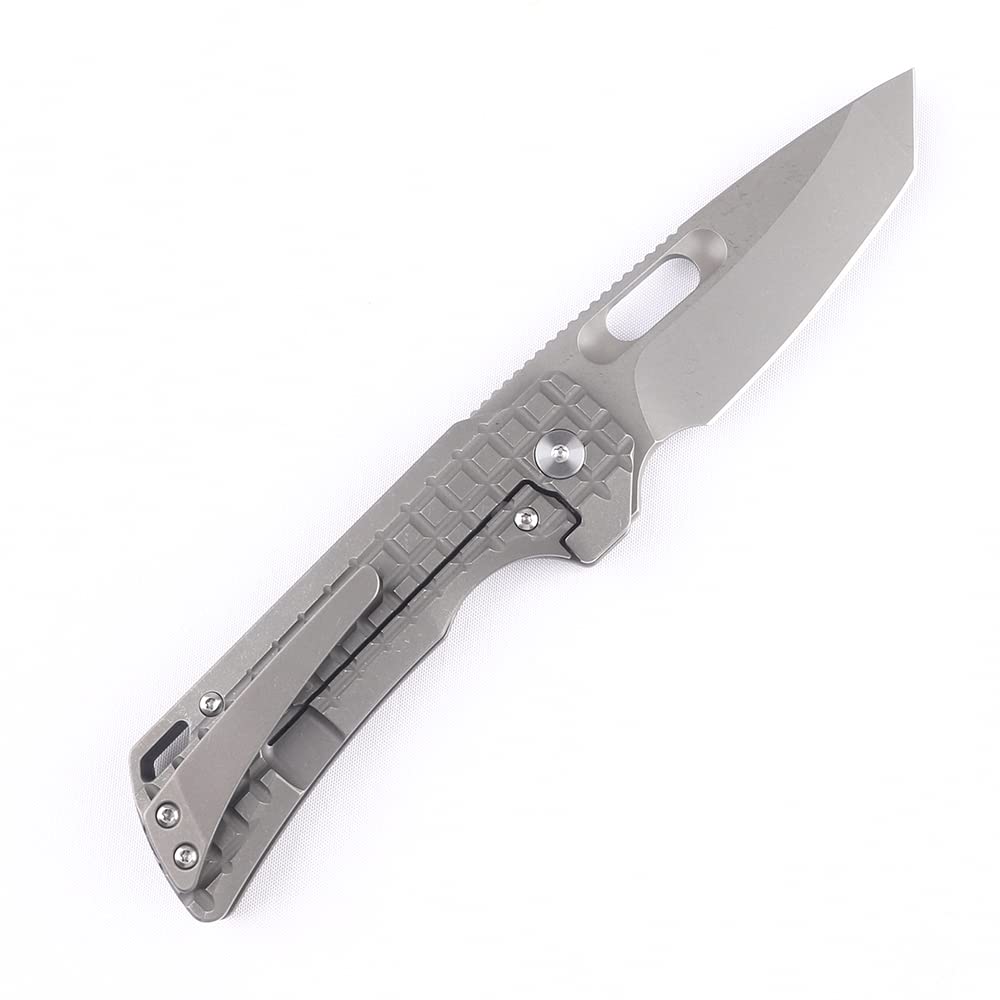 JEABROTHER Knife Outdoor Camping M390 TC4 Titanium Flap Pocket Folding Knife