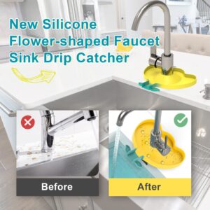 YBB 6 PCS Faucet Sink Splash Guard, Silicone Flower-shaped Kitchen Faucet Drip Catcher Sink Mat Water Draining Pad