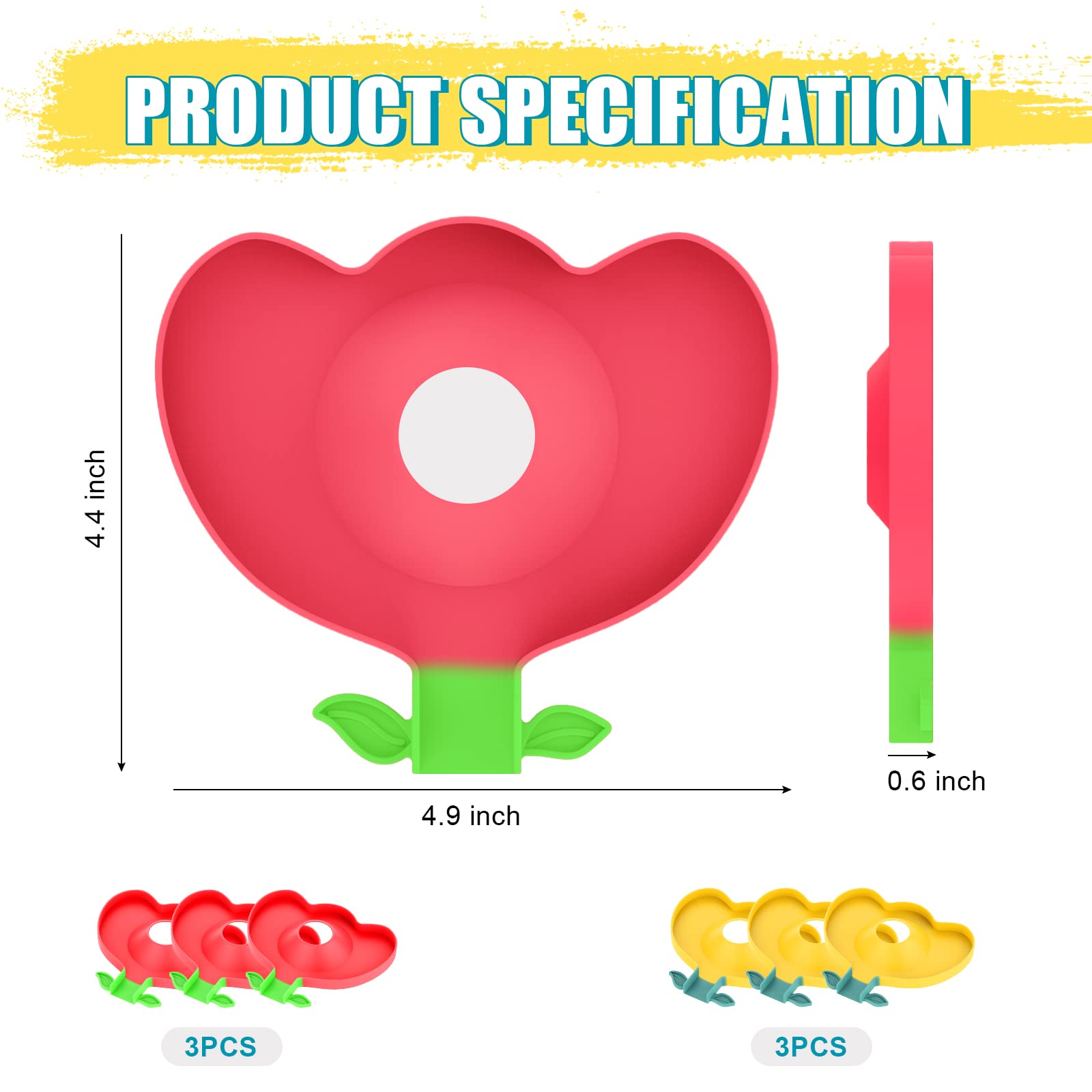 YBB 6 PCS Faucet Sink Splash Guard, Silicone Flower-shaped Kitchen Faucet Drip Catcher Sink Mat Water Draining Pad