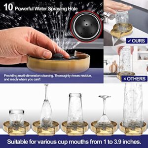 2023 Newest Gold Glass Rinser for Kitchen Sink - Bottle Cleaner,Cup Rinser,Glass Washer for Kitchen Sink,Sink Accessories,Faucet Attachment,Kitchen Gadgets,Bar Sink Auto Glass Rinser,Stainless Steel