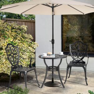 Nuu Garden Bistro Set 3 Piece Outdoor, Cast Aluminum Patio Bistro Sets with Umbrella Hole, Bistro Table and Chairs Set of 2 for Patio Backyard