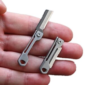 kunson ultra small little folding keychain stainless steel knife with 7cr stainless steel blade, mini edc portable knife, ultra lightweight and compact