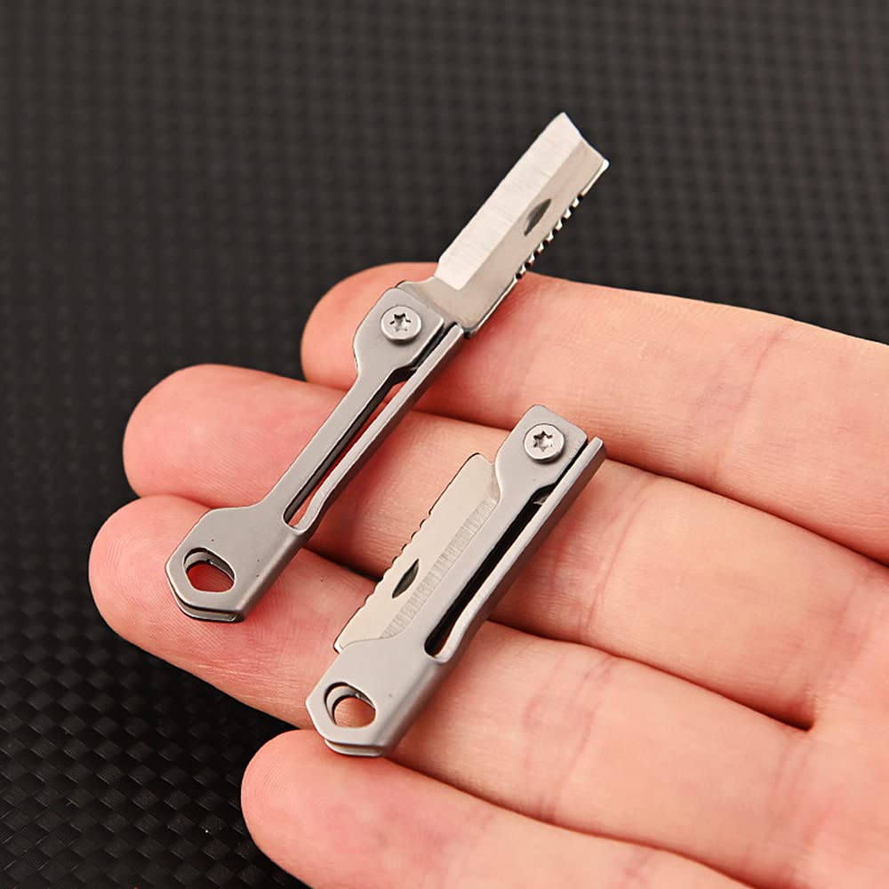 KUNSON Ultra Small Little Folding Keychain Stainless Steel Knife with 7Cr Stainless Steel Blade, Mini EDC Portable Knife, Ultra Lightweight and Compact