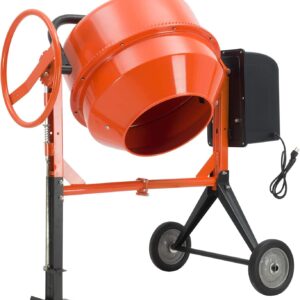 TABU 5 Cu Ft Electric Concrete Cement Mixer, 4/5HP Mortar Mixing for Stucco/Seeds, Portable Wheelbarrow Machine(Orange)