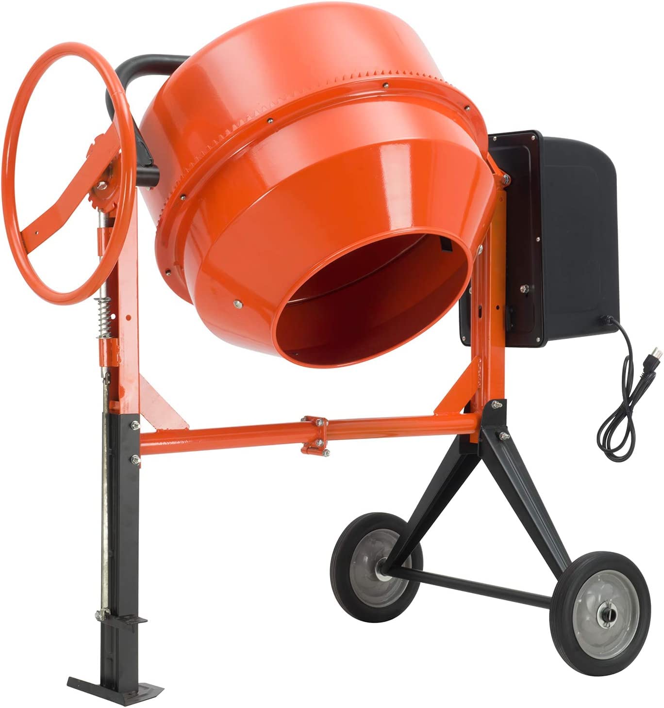 TABU 5 Cu Ft Electric Concrete Cement Mixer, 4/5HP Mortar Mixing for Stucco/Seeds, Portable Wheelbarrow Machine(Orange)