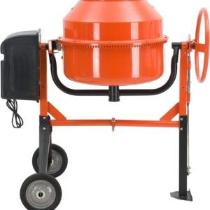 TABU 5 Cu Ft Electric Concrete Cement Mixer, 4/5HP Mortar Mixing for Stucco/Seeds, Portable Wheelbarrow Machine(Orange)