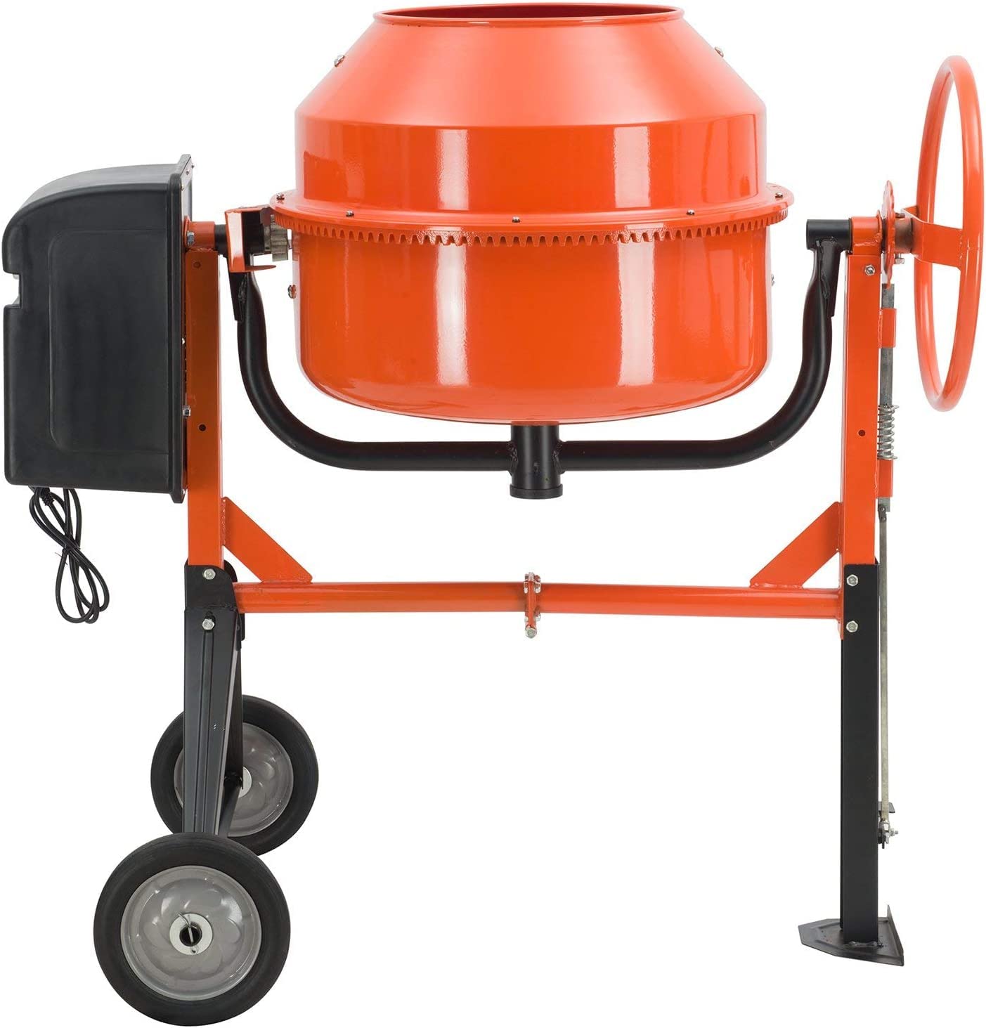 TABU 5 Cu Ft Electric Concrete Cement Mixer, 4/5HP Mortar Mixing for Stucco/Seeds, Portable Wheelbarrow Machine(Orange)