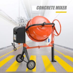 TABU 5 Cu Ft Electric Concrete Cement Mixer, 4/5HP Mortar Mixing for Stucco/Seeds, Portable Wheelbarrow Machine(Orange)