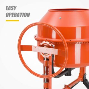 TABU 5 Cu Ft Electric Concrete Cement Mixer, 4/5HP Mortar Mixing for Stucco/Seeds, Portable Wheelbarrow Machine(Orange)