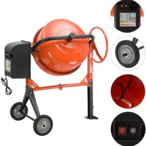 TABU 5 Cu Ft Electric Concrete Cement Mixer, 4/5HP Mortar Mixing for Stucco/Seeds, Portable Wheelbarrow Machine(Orange)