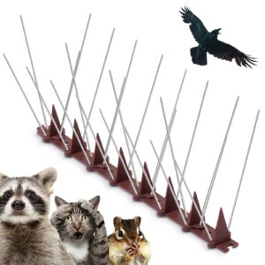 bird spikes, upgraded bird spike stainless steel, birds deterrent devices outdoor, fence kit for deterring small bird, crows and woodpeckers, balcony, wall, railing, refuse, 10 pack covers 8.4'