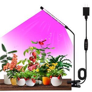 pylyfe full spectrum plant grow light, grow lights for indoor plant, clip-on full spectrum grow light, flexible gooseneck, automatic timer, 4 brightness levels for seedling growing blooming fruiting 