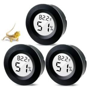 3-pack mini hygrometer thermometer meter digital lcd monitor indoor room round humidity temperature gauge for humidors home greenhouse babyroom reptile incubator， monitor