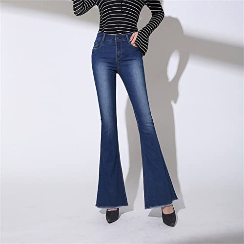 Women's Vintage Stretch Flare Jeans High Waisted Skinny Bell Bottom Denim Pants Slim Fit Butt Lift Wide Leg Jean (Dark Blue,26)