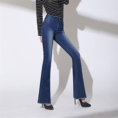 Women's Vintage Stretch Flare Jeans High Waisted Skinny Bell Bottom Denim Pants Slim Fit Butt Lift Wide Leg Jean (Dark Blue,26)