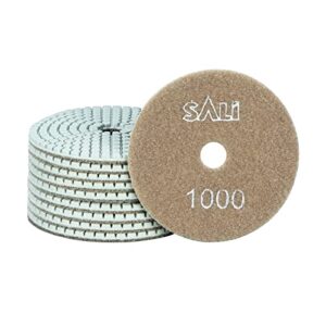 sali 10 pack diamond polishing pads 4 inch wet/dry granite stone polish pad kit for drill, grinder, polisher polishing pad for concrete marble stone countertop quartz 1000# grit