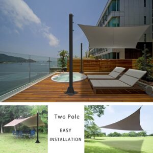 Shade Sail Poles Kit Enlarged Diameter Thickening, 9Ft Sun Shade Sail Poles Support Awning Canopy, Outdoor Heavy Duty String Light Steel Pole Post for Outside Deck Patio Backyard Wedding