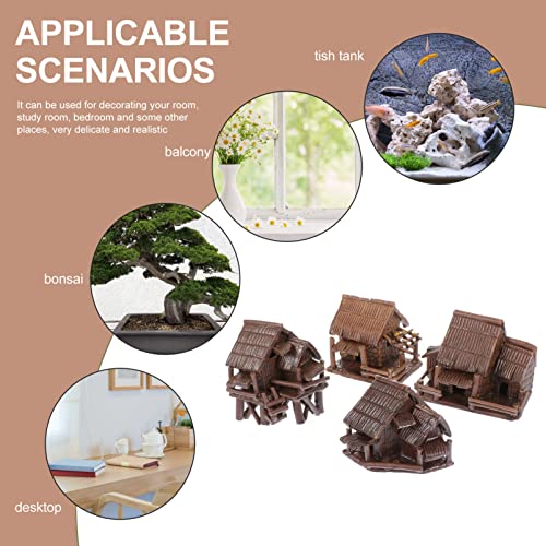 HANABASS Ornaments Pot Succulents Miniature Ceramic Gardening Hut Aquarium Villages Thatched Terrarium Figurine Thumbnail Mini Garden Huts Vintage Ornament Crafts Micro Patio Village