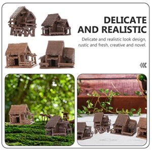 HANABASS Ornaments Pot Succulents Miniature Ceramic Gardening Hut Aquarium Villages Thatched Terrarium Figurine Thumbnail Mini Garden Huts Vintage Ornament Crafts Micro Patio Village