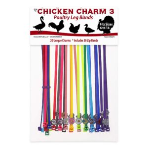 20 chicken charm 3 poultry leg bands - hero pack