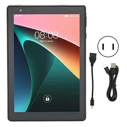 Zerodis Calling Tablet, Octa Core Black 8 Inch Tablet Maximum Support 128G TF Card for Reading for Video (US Plug)